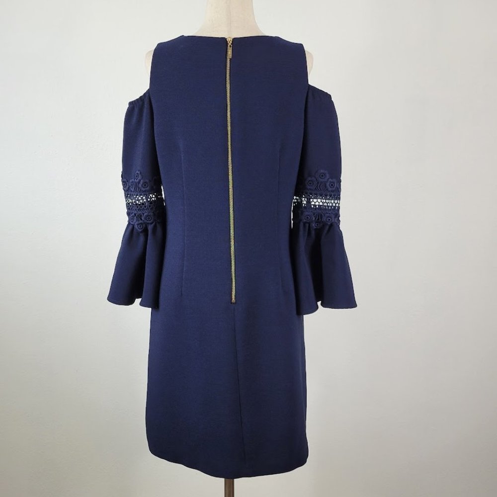 ELIZA J sheath off shoulder dress blue Sz 10P - Picture 4 of 8